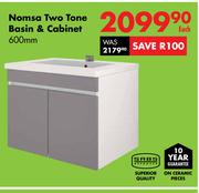 Nomsa Two Tone Basin & Cabinet 600mm-Each