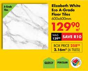 Glossy Elizabeth White Eco A Grade Floor Tiles-600mm x 600mm Per Sqm