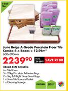 Juno Beige A-Grade Porcelain Glossy Floor Tile Combo 6 Boxes 12.96 Sqm-600 x 600mm