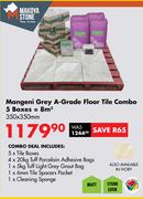 Mangeni Grey A Grade Matt Floor Tile Combo 5 Boxes 8 Sqm (Stone Look)-350 x 350mm