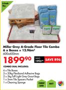 Miller Grey A-Grade Cement Look Floor Tile Combo 6 Boxes 12.96 Sqm (Matt)-600 x 600mm