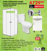 Super Bathroom Combo 9 Piece With Chrome Corner Entry Shower Enclosure Combo 1800 x 785mm-For All