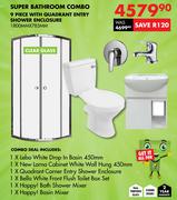 Super Bathroom Combo 9 Piece With Quadrant Entry Shower Enclosure 1800 x 785mm Combo-For All