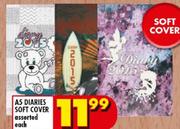 A5 Diaries Soft Cover Assorted-Each