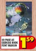48 Page A5 Exercise Book Feint Margin