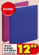 Croxley A4 Board Ring Binders Assorted-Each