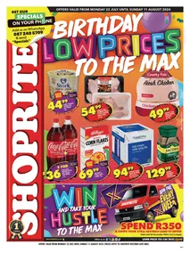 Shoprite Western Cape : Birthday Low Prices To The Max (22 July - 11 August 2024)