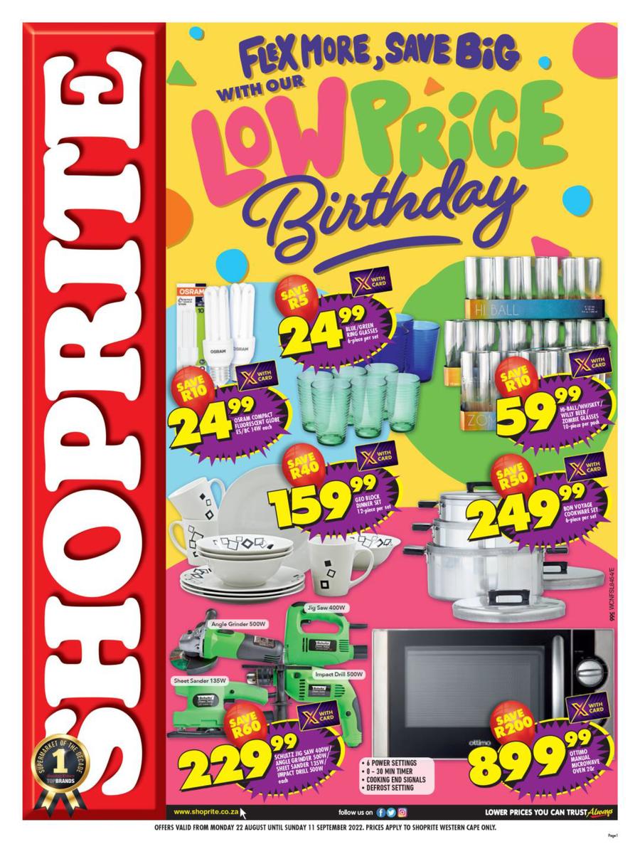 Shoprite Western Cape : Low Price Birthday Non-Foods (22 August - 11 ...