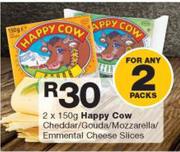 Happy Cow Cheddar/ Gouda/ Mozzarella/ Emmental Cheese Slices-2x150g