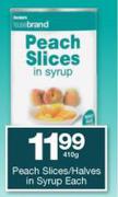 Peach Slices/ Halves In Syrup-410g Each