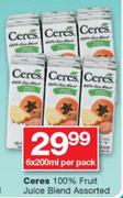 Ceres 100% Fruit Juice Blend-6x200ml Per Pack