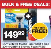 Gillette Mach3 Razor Start & Get Gillette Shaving Foam 200ml