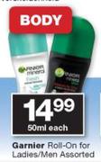 Garnier Roll On For Ladies/ Men-50ml Each
