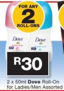 Dove Roll On For Ladies/ Men-2x50ml