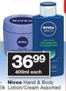 Nivea Hand & Body Lotion/ Cream-400ml Each
