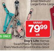 Dog's Life Harnas swart/pienk/turkoois/grys klein/medium/groot/ekstra-groot-Elk