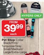Pet Shop Collar Black/Pink/Turquoise/Grey Small/Medium/Large/Extra Large-Each