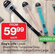 Dog's Life Leash Black/Pink/Turquoise/Grey Small/Medium/Large/Extra large-Each