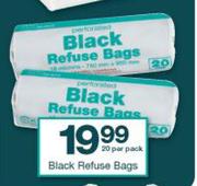 Housebrand Black Refuse Bags-20 Per Pack