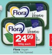 Flora Vegan 60% Fat Spread-500g Each