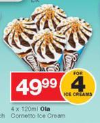 Ola Cornetto Ice Cream-4X120ml