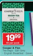Cooper & Flyn Tea Bags, Earl Grey, English Breakfast, Green-40 Per Pack