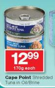 Cape Point Shredded Tuna In Oil/Brine-170g Each
