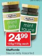 Staffords Sauce/Jelly-135g/155g Each