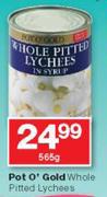 Pot O' Gold Whole Pitted Lychees-565g