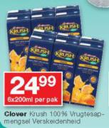 Clover Krush 100% Vrugtesapmengsel Verskeideheid-6x200ml Per Pak