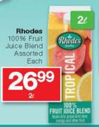 Rhodes 100% Fruit Juice Blend-2Ltr Each