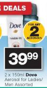 Dove Aerosol For Ladies/ Men-2x150g