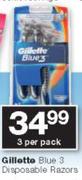 Gillette Blue Disposable Razors -3 Per Pack