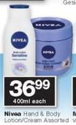Nivea Hand & Body Lotion/ Cream-400ml Each