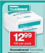Housebrand Serviettes-100 Per Pack