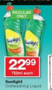 Sunlight Dishwashing Liquid-750ml Each
