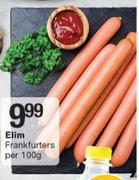 Elim Frankfurters-Per 100g