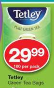 Tetley Green Tea Bags-100 Per Pack