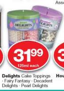 Delights Cake Toppings Fairy Fantasy Decadent Delights Pearl Delights-125ml Each