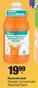 Housebrand Squash Concentrate Assorted-2Ltr Each