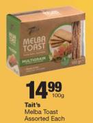 Tait's Melba Toast Assorted-100g Each
