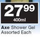Axe Shower Gel Assorted-400ml Each