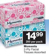 Moments 2-Ply Facial Tissues Assorted-200 Per Pack