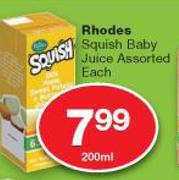 Rhodes Squish Baby Juice Assorted-200ml Each