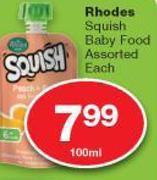 Rhodes Squish Baby Food Assorted-100ml Each