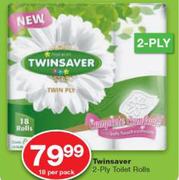 Twinsaver 2-Ply Toilet Rolls-18's Per Pack