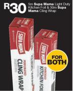Supa Mama Light Duty Kitchen Foil 5m & Supa Mama Cling Wrap 30m -Both