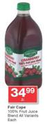 Fair Cape 100% Fruit Juice Blend (All Variants)-2Ltr Each