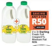 Darling Fresh Full Cream 2% Medium Fat Milk-For 2 x 2L