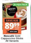Nescafe Gold Cappuccino Sticks All Variants-20 Per Pack